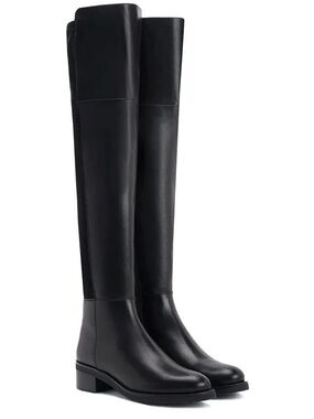 Saint G Kayleigh Black Leather Above The Knee Boots